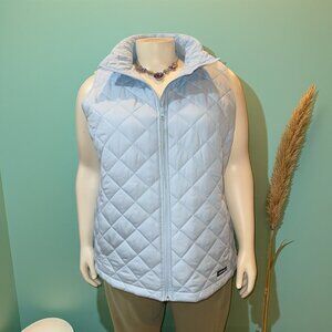 Lands' End Size 2X (20-22) Light Blue Quilted Full-Zip 2-Pocket Puffer Vest